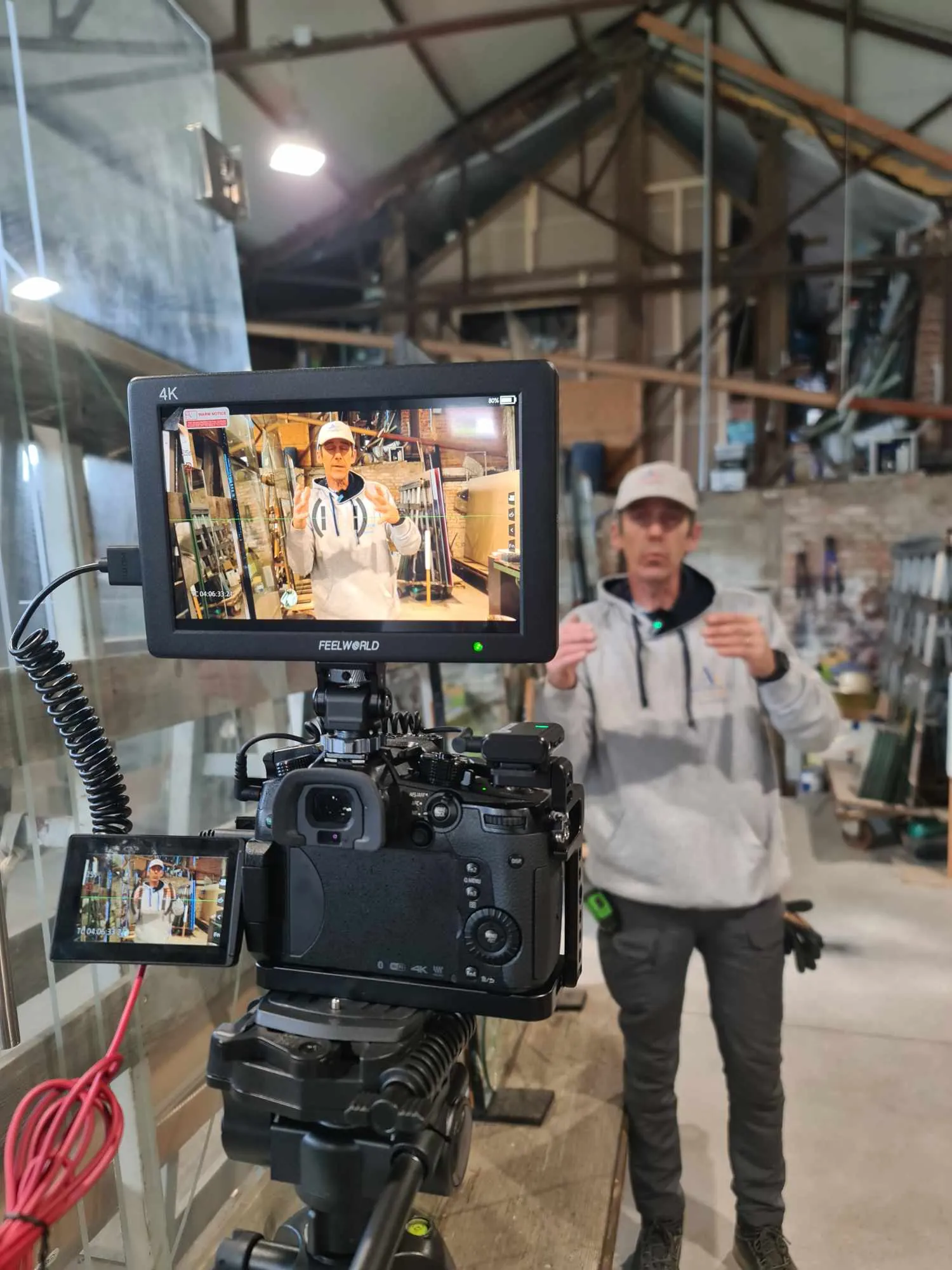 Écran de contrôle pendant le tournage d'une capsule pour les réseaux sociaux
